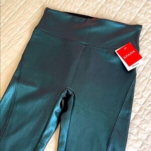 SPANX Metallic Teal High-Waisted Leggings
